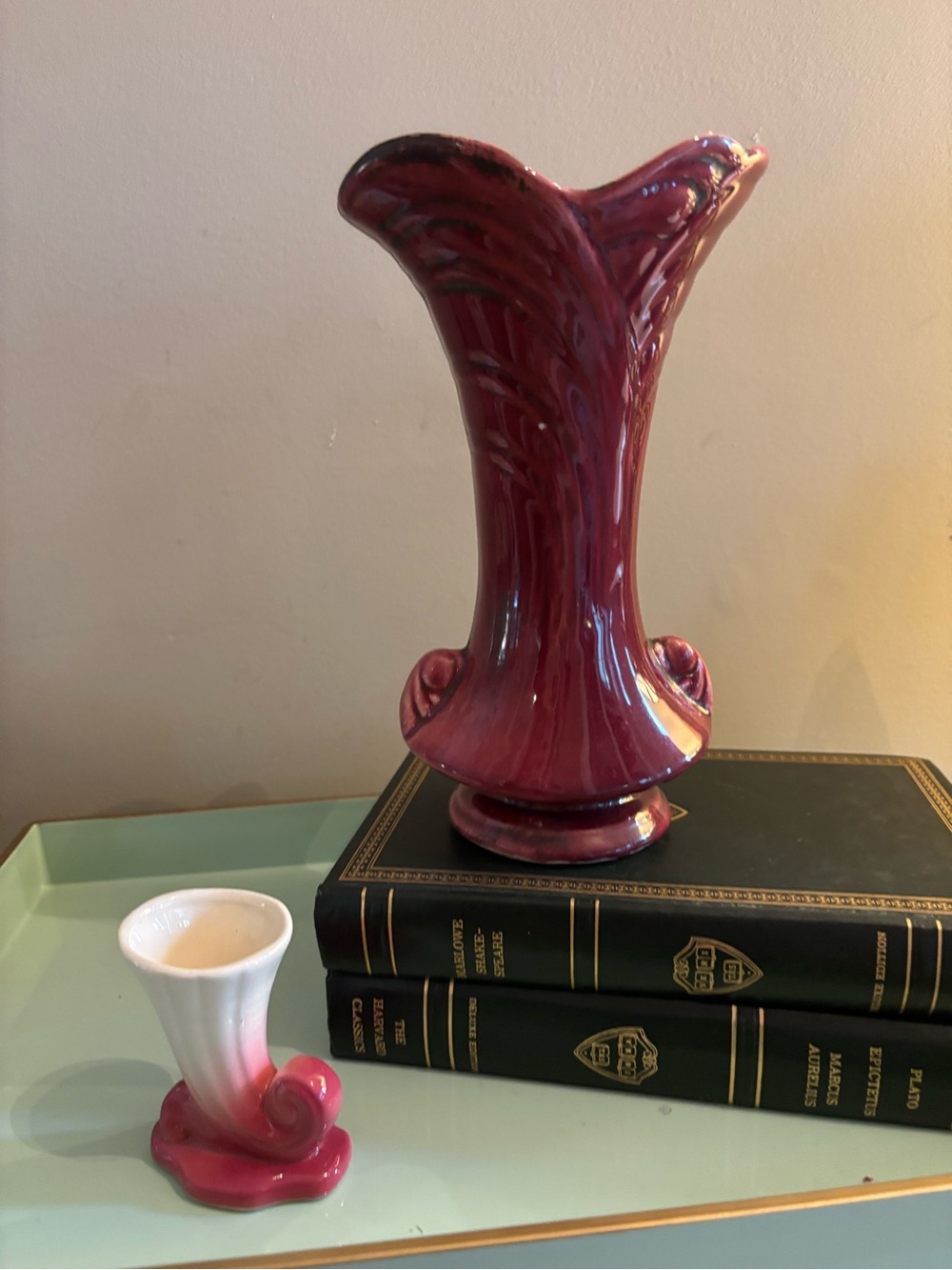 Vintage McCoy Red Ceramic Vase set